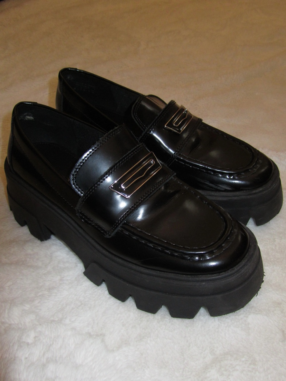 ALDO Black Chunky Sole Penny Loafers
